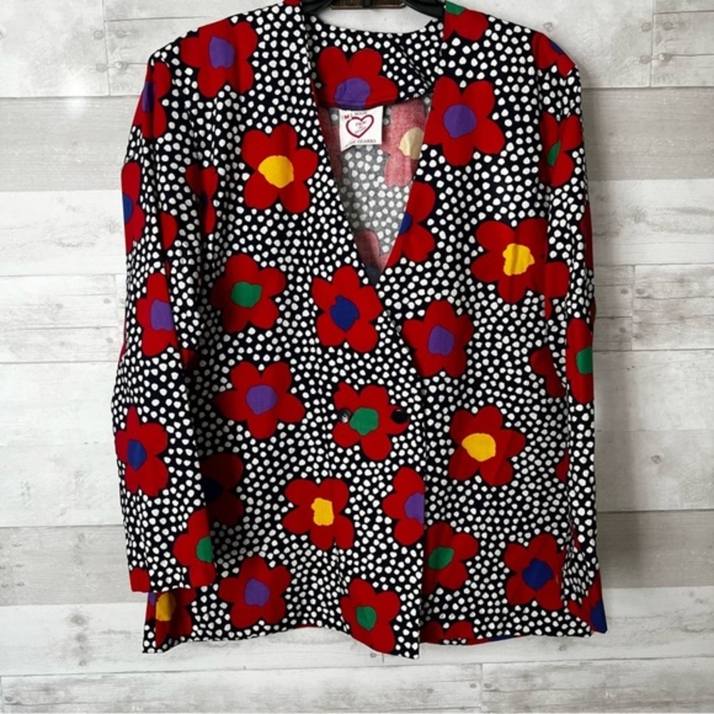 Fun Vintage Made From The Heart Multicolor Floral Blazer